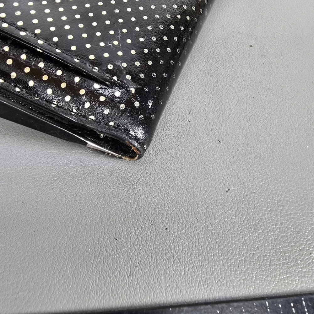 Kate Spade New York Black Polka Dot Saffiano Leather Bifold Slim Wallet